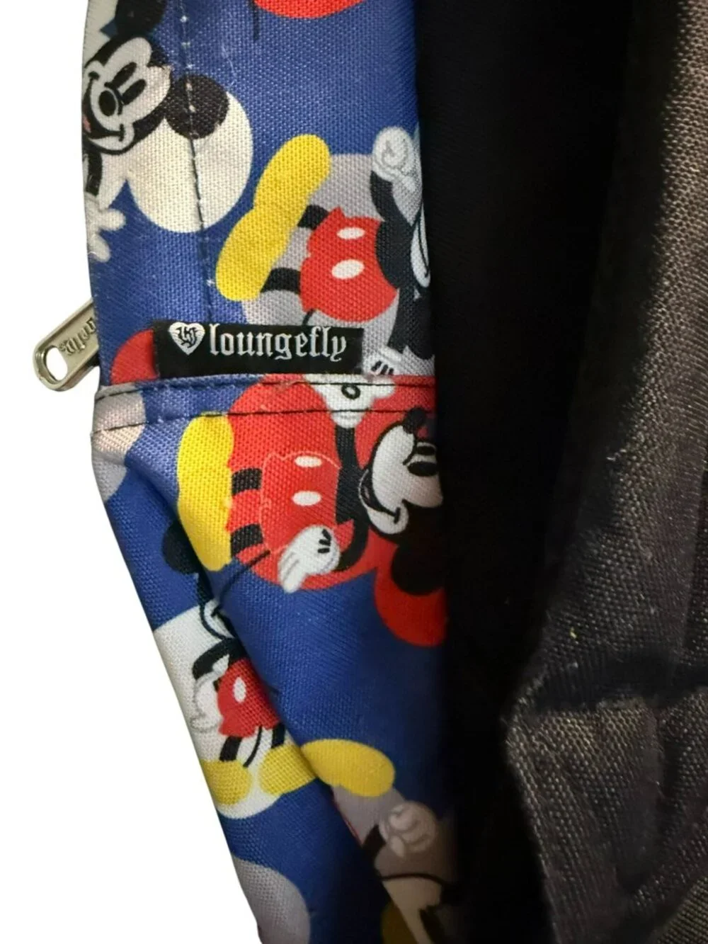 Disney Loungefly Mickey Mouse Blue Backpack With Zippered Front Pocket